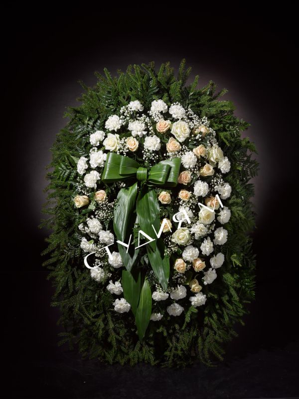 Венок ритуальный из живых цветов "эконом" №7