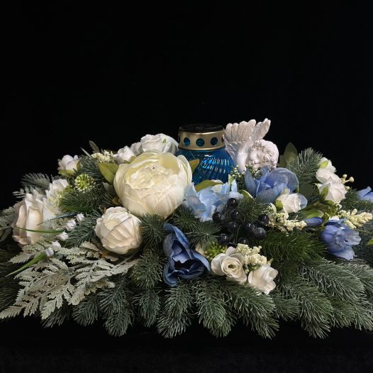 Траурная композиция с лампадой (70 см) №1 