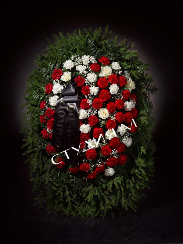 Венок ритуальный из живых цветов "эконом" №6